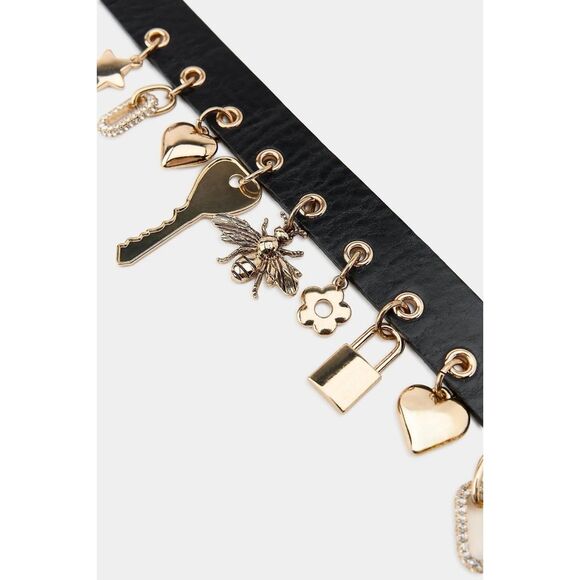 Zara Leather Gold Charm Hip Belt Sz S main image 6